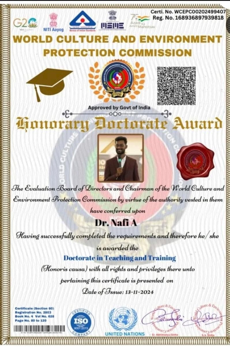 Dr. Nafi — Honorary Doctorate Award