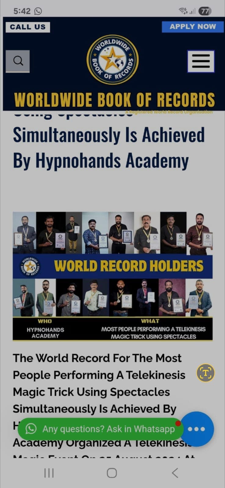 Worldwide Book of Records — Achievement